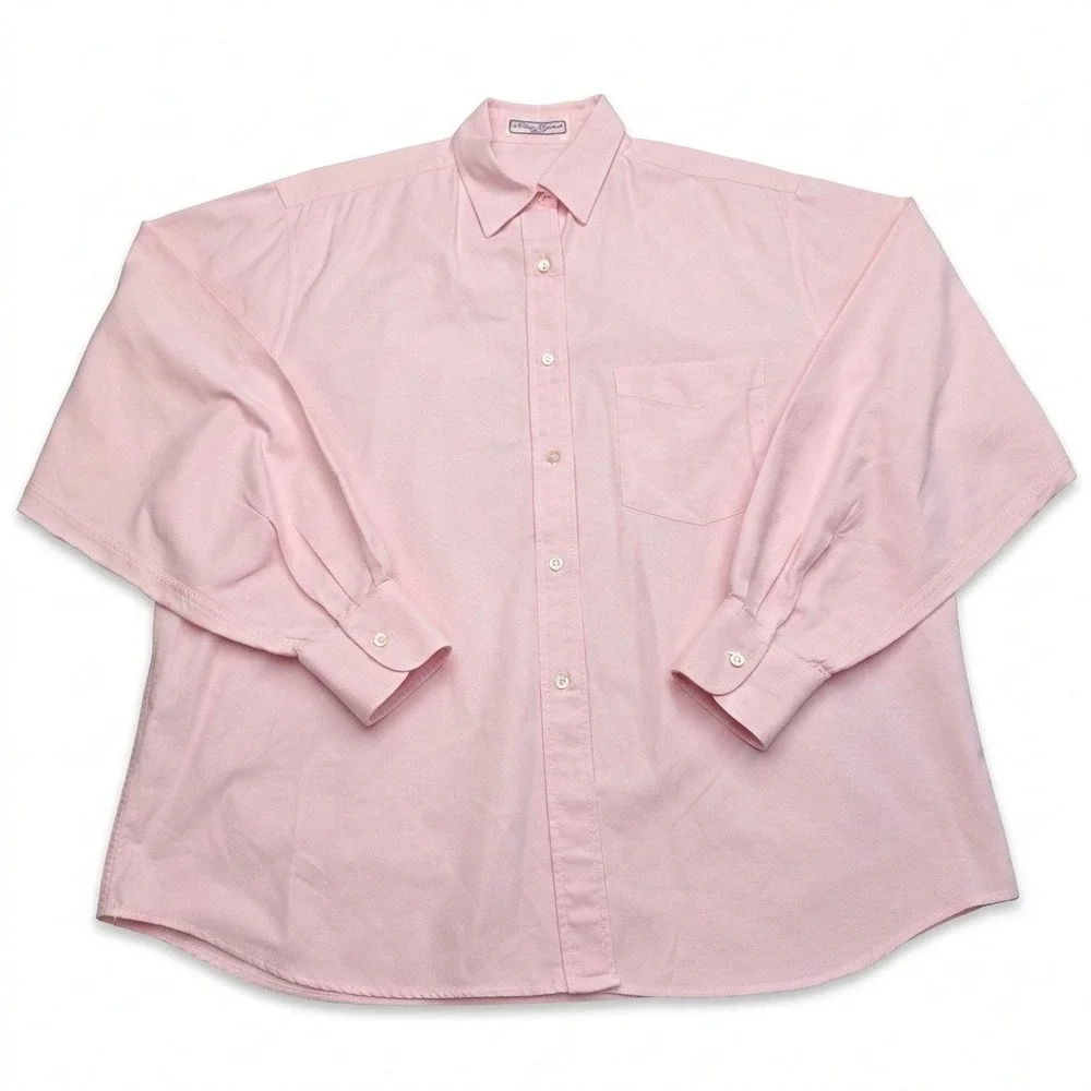 Alain‎ Figaret Paris Mens Pink Oxford Button Down Shirt Size 44 17.5 Long Sleeve